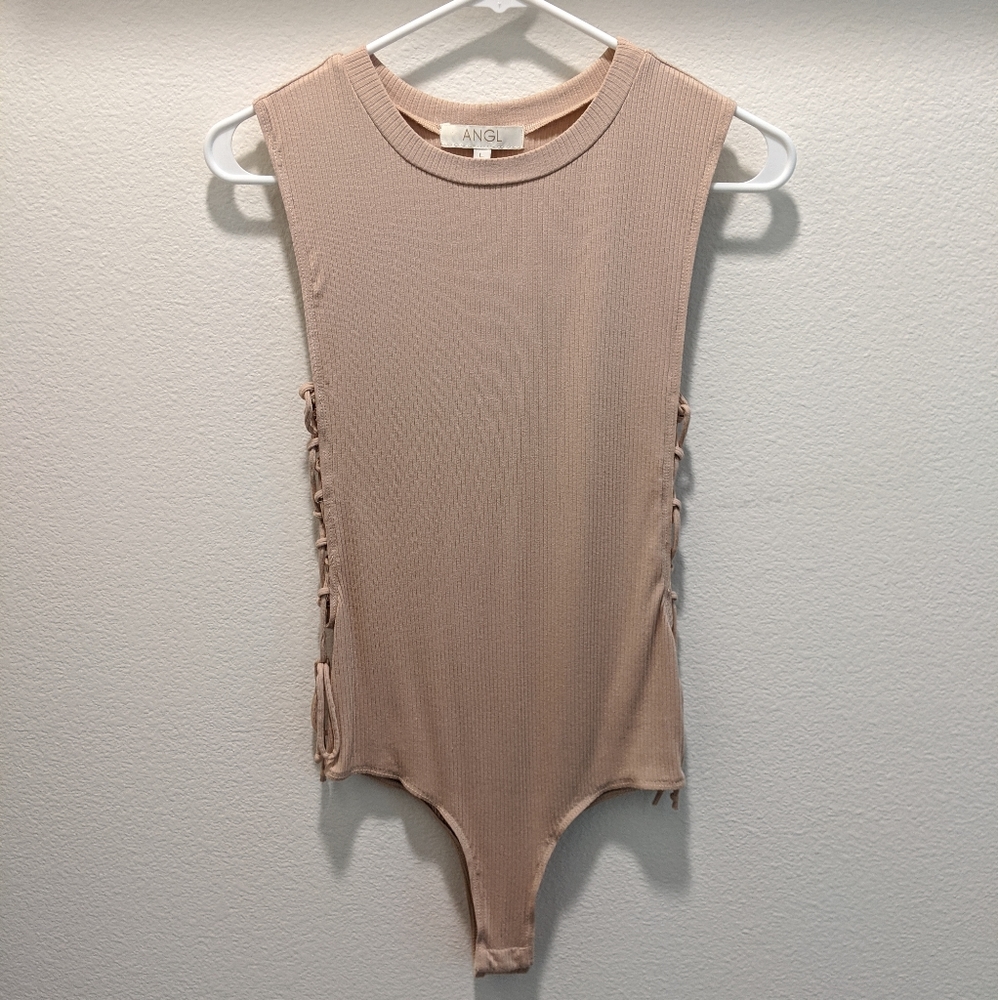 Blush Bodysuit With Side-Tie String - image 1
